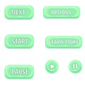 Set, collection of buttons for games, applications. The icons are round green. Royalty Free Stock Photo